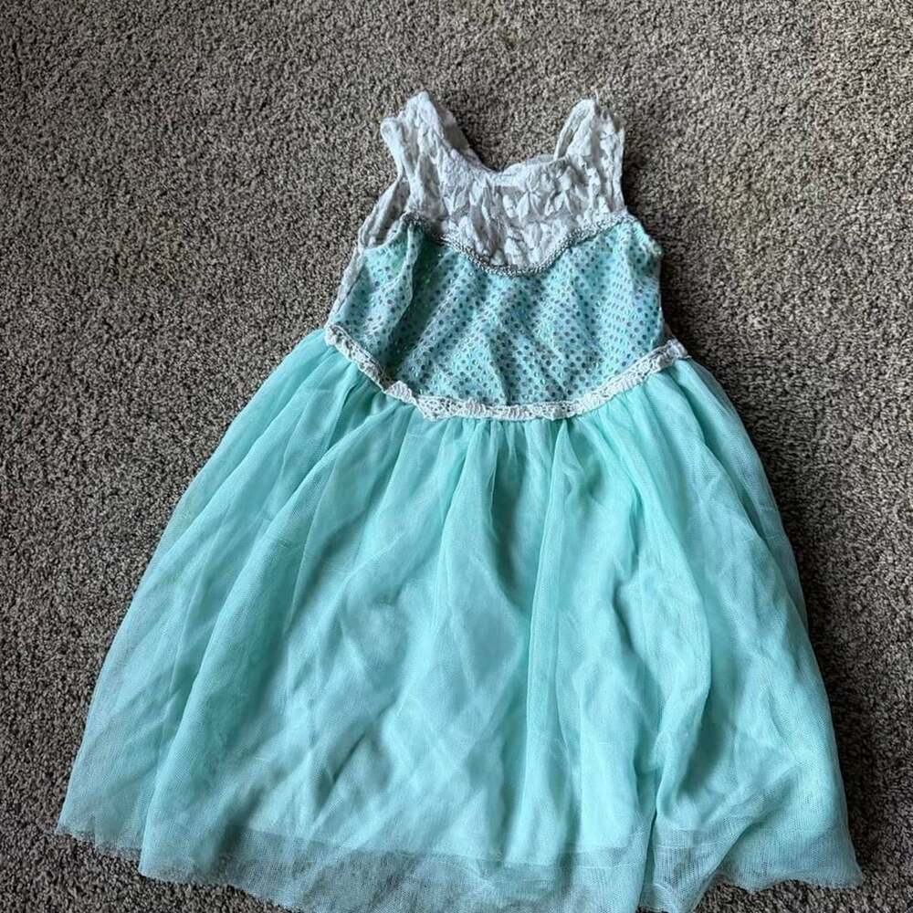 Boutique Girls Tulle Dress Size Small Aqua Blue Lace Sequin Party